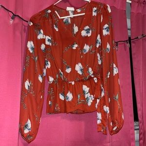 Orange dress shirt with floral